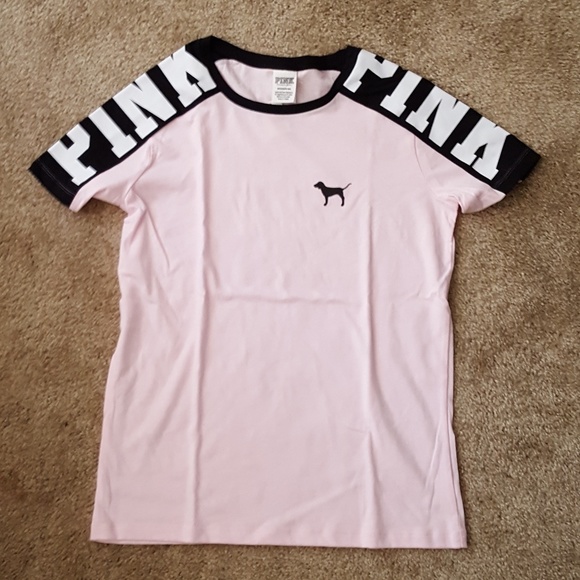 Victoria's Secret PINK Black Logo Tee Shirt - Picture 1 of 4